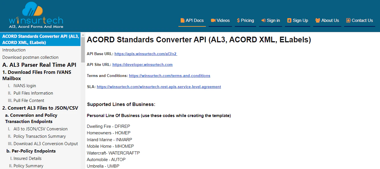 screenshot of AL3 to JSON REST API